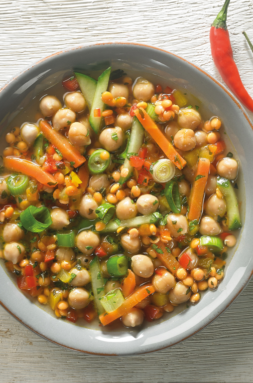 Feinkost-Salate von Kühlmann - hier Kichererbsensalat mit Linsen und Minze