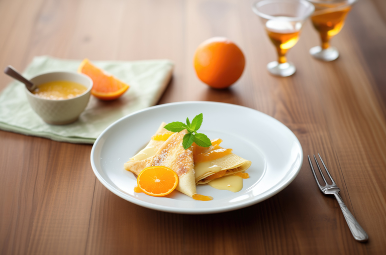 Crepes mit Orangensauce als Dessert