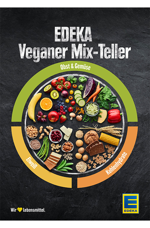 Plakat veganer Mix-Teller der EDEKA